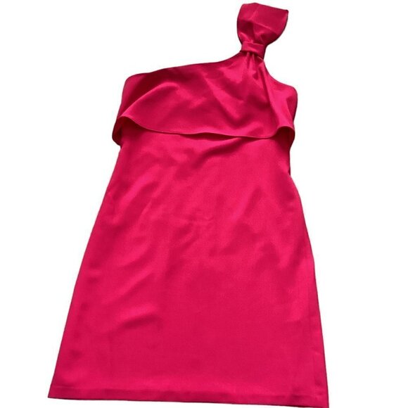 Adrianna Papell One Shoulder Dress Sz 6 Pink #196D - Picture 7 of 12